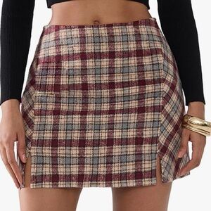 Plaid Tweed Skirt